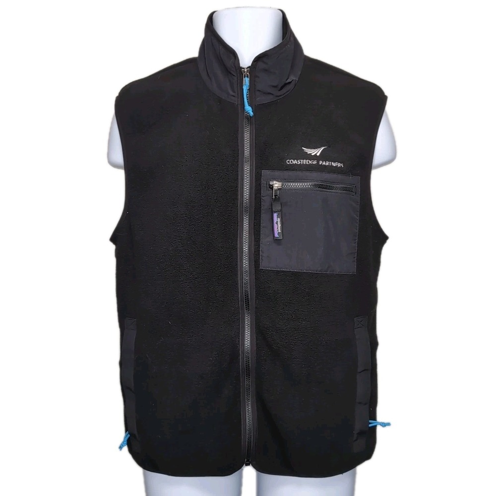 Patagonia Synchilla Fleece Vest Black Mens M Full Zip Gorpcore Corporate Logo